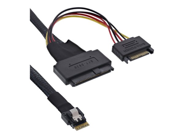InLine cavo Slim SAS - da SFF-8654 4i a U.2 SFF-8639 + potenza SATA - 24Gb/s - 1m