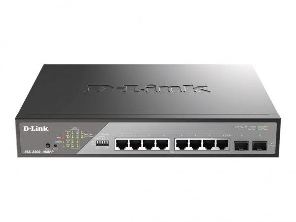 D-Link DSS 200G-10MPP - Switch - managed - 8 x PoE+ 2 - Interruttore - Vetroresina (lwl)
