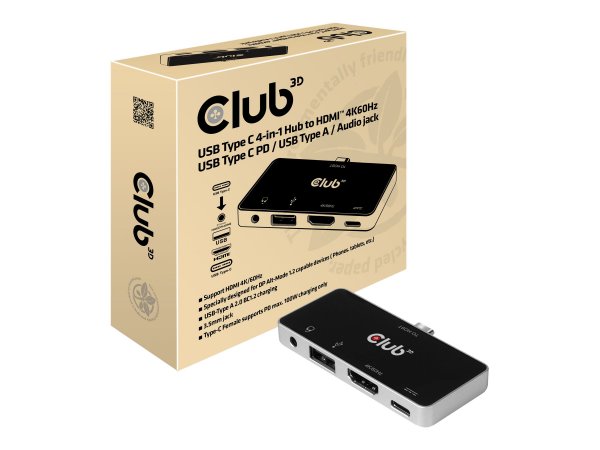 Club 3D CSV-1591 - Docking - USB 3.2 Gen 1 (3.1 Gen 1) Type-C - 100 W - 3,5 mm - Nero - Cromo - 4K U
