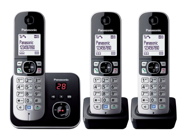 Panasonic KX TG6823 - Schnurlostelefon mit Rufnummernanzeige - DECT - Pearly Silver+ 2 - Stazione ba