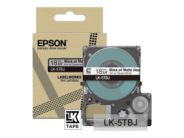 Epson LabelWorks LK-5TBJ - Schwarz auf Matt-Transparent - Rolle 1.8 cm x 8 m 1