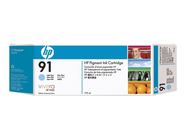 HP Cartuccia di inchiostro pigmentato ciano chiaro originale DesignJet 91 da 775 ml - Stampante HP D