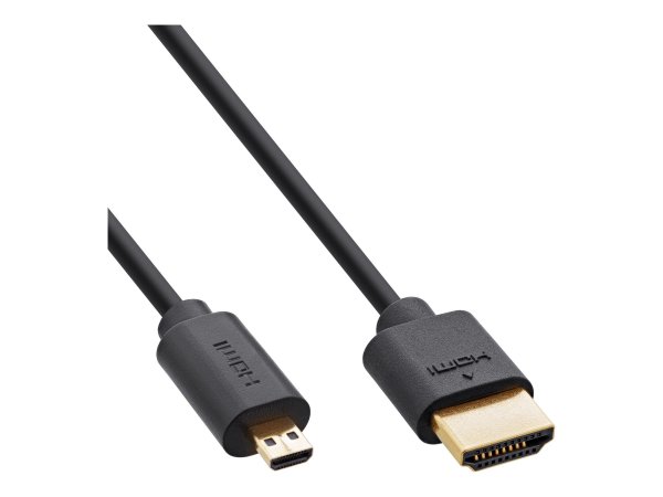 InLine Slim Cavo HDMI ad altissima velocità AM/DM 8K4K placcato oro nero 0,3m