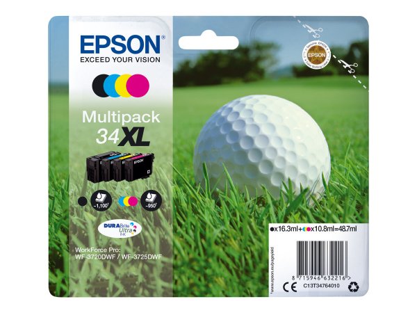 Epson Golf ball Multipack 4-colours 34XL DURABrite Ultra Ink - Resa elevata (XL) - Nero - Ciano - Ma