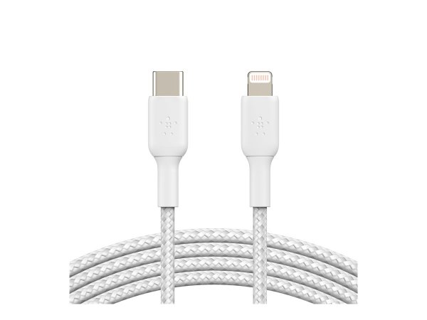 Belkin CAVO INTRECCIATO DA USB-C A LIGHTNING 1M - 1 m - Lightning - USB C - Maschio - Maschio - Bian