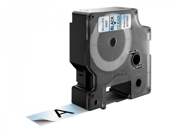 Dymo D1 etichette originali | 19 mm x 7 mm | stampa nera su trasparente | etichette autoadesive per