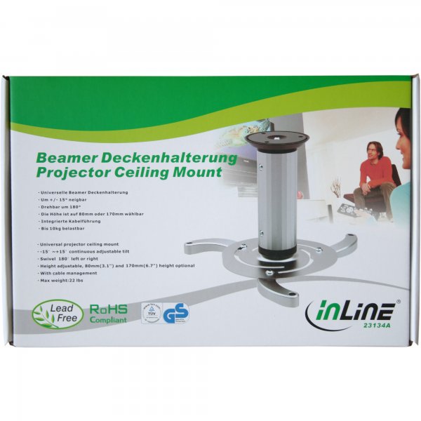 InLine Supporto Soffitto Videoproiettori - braccio estensibile 13-20cm - 10kg max