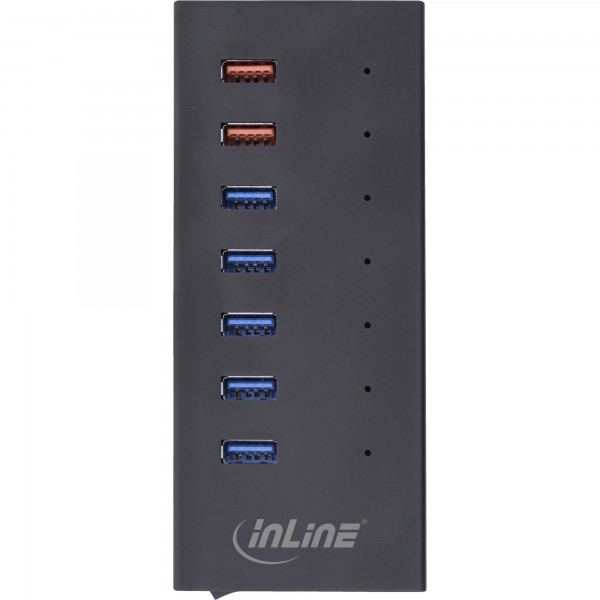 InLine USB 3.2 Gen.1 7 porte Hub Custodia in alluminio con alimentatore - nero