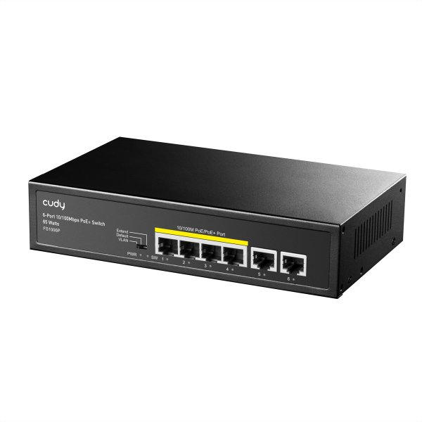 CUDY FS1006P - Fast Ethernet (10/100) - Full duplex - Supporto Power over Ethernet (PoE) - Montaggio
