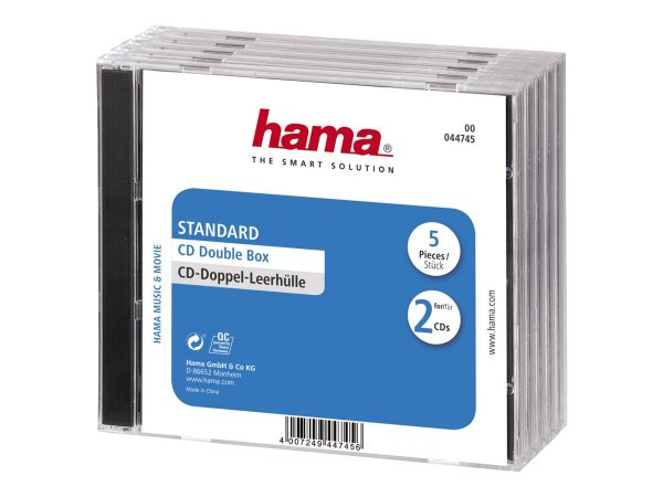 Hama Custodia per CD doppia - 5 pz. - 2 dischi - Trasparente