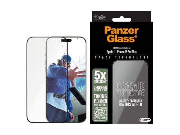 PanzerGlass Ceramic Displayschutz iPhone 16 Pro Max Ultra-Wide Fit