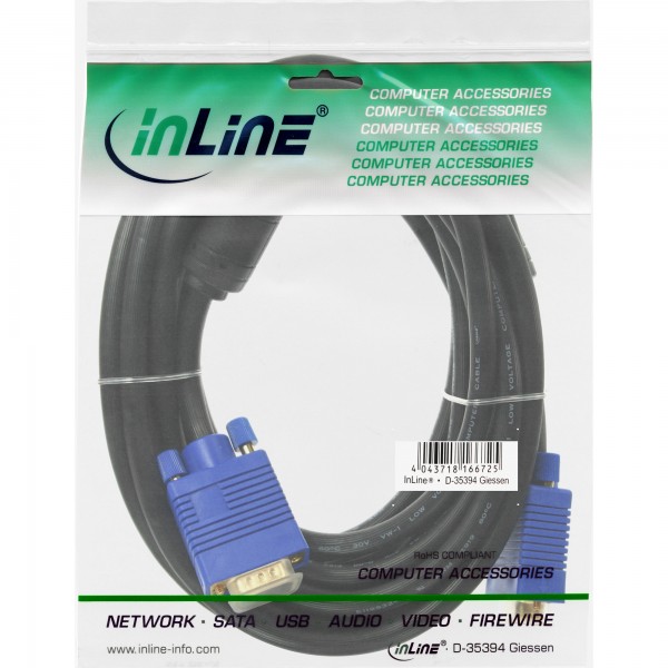 InLine Cavo S-VGA Premium - maschio-maschio HD a 15pin - ferriti - nero - 1,5m