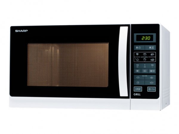 Sharp Home Appliances R-742WW - Superficie piana - Microonde con grill - 25 L - 900 W - Display inco