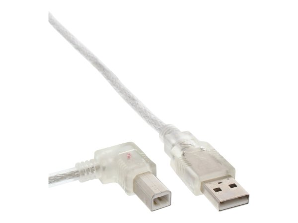 InLine Cavo USB 2.0 A maschio / B maschio - trasparente - Angolato Sinistra - 2m