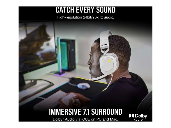 Corsair Hs80 Rgb Usb Headset White - EU - Cuffia - 7.1