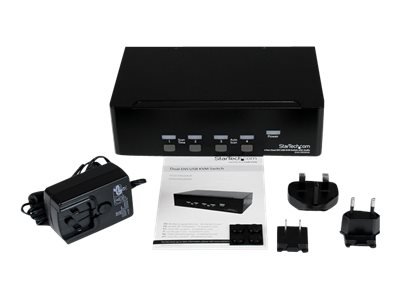 StarTech.com Switch KVM Dual DVI USB 4 porte con audio e hub USB 2.0 - 2048 x 1536 Pixel - Nero