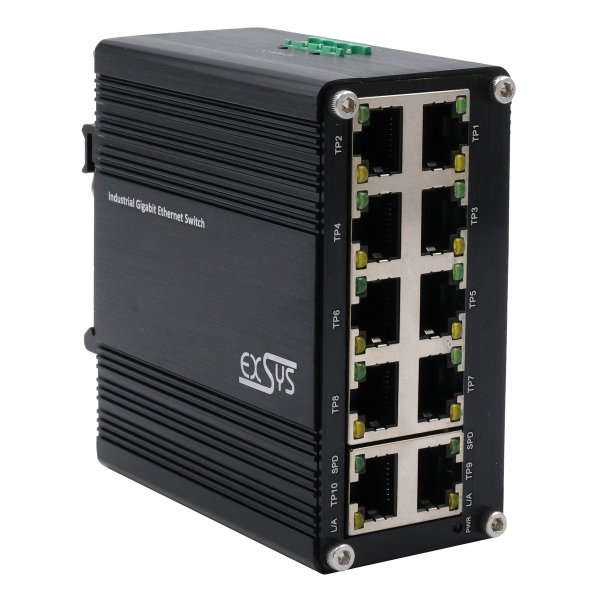 Exsys Switch Industrie Ethernet 10x10/100/1000Tx 12-48VDC - Interruttore - 1 Gbps