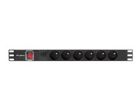 Lanberg PDU-06E-0200-BK - Commutate - 1U - Monofase - Orizzontale - Alluminio - Nero