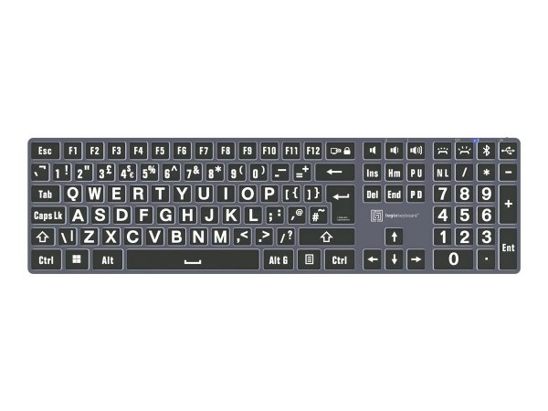 Logickeyboard XL-Print White on Black TITAN UK PC - Tastiera - QWERTY