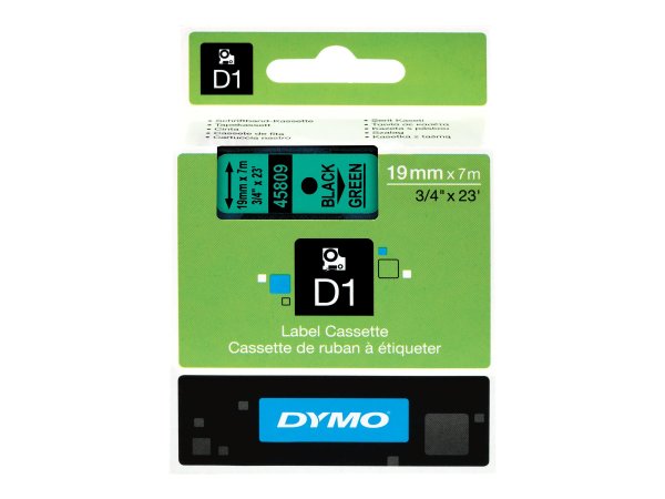 Dymo D1 etichette originali | 19 mm x 7 mm | stampa nera su verde | etichette autoadesive per etiche