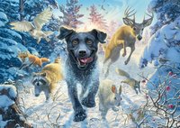Schmidt Mark Fredrickson Hundeliebe - schwarzer Labrador im Schnee 1000
