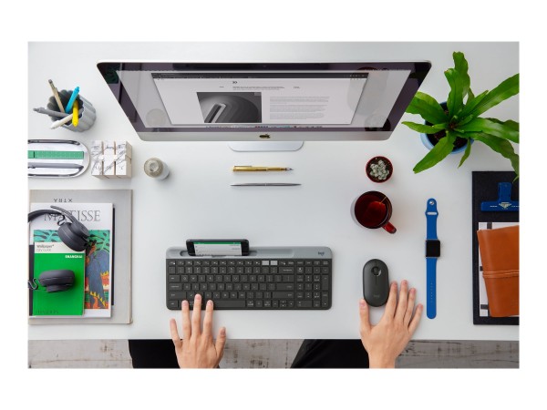 Logitech Pebble M350 - Ambidestro - Ottico - RF senza fili + Bluetooth - 1000 DPI - Grafite