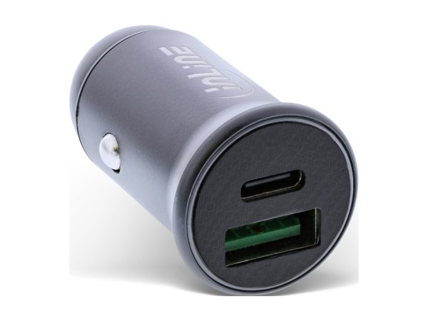 InLine Alimentatore USB per auto - USB-A + USB-C - max. 60W - grigio