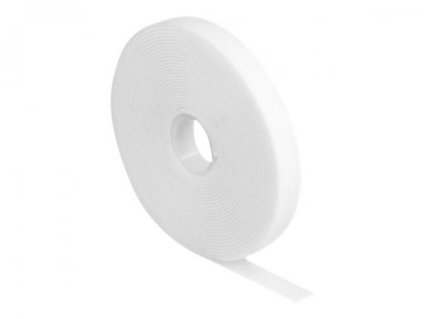 Delock Nastro con chiusura a strappo a rotolo L 5 m x P 13 mm bianco - Fascetta con gancio e anello