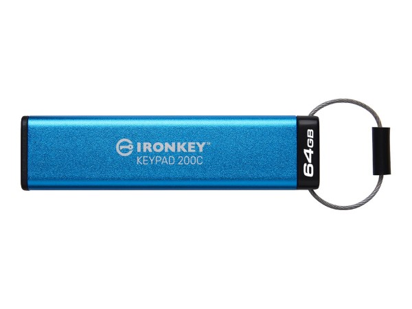 Kingston IronKey Keypad 200C USB-C da 64 GB - FIPS 140-3 livello 3 AES-256 - 64 GB - USB tipo-C - 3.
