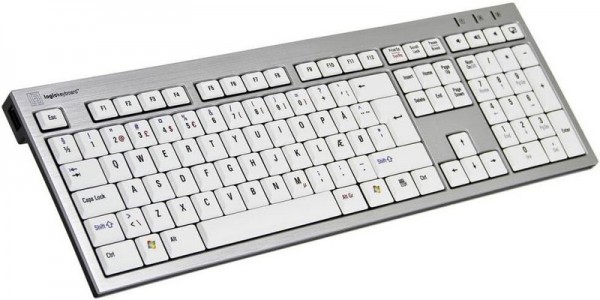 Logickeyboard SKB-AJPU-DE - Full-size (100%) - Cablato - USB - QWERTZ - Alluminio - Bianco