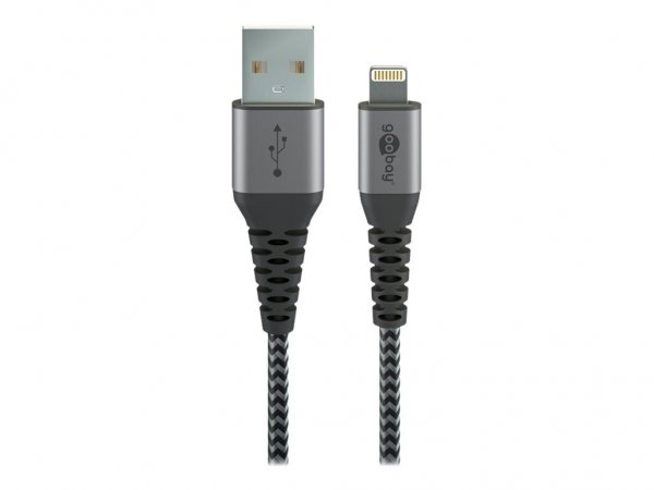 Goobay 49267 - 0,5 m - Lightning - USB A - Maschio - Maschio - Nero - Grigio