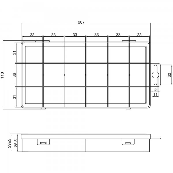 InLine Scatola per minuteria - 18 scomparti - dimensioni: 207x110x27 mm