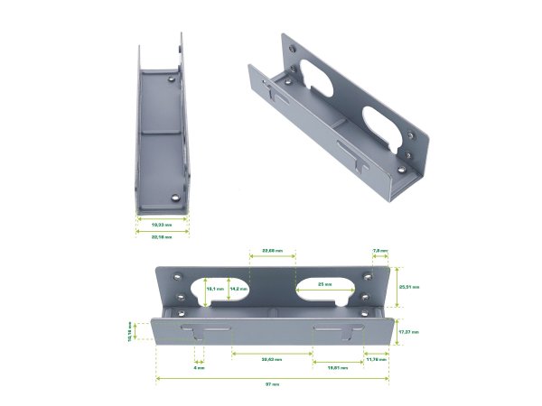 InLine Guide di montaggio per HDD da 3,5” a 5,25” - viti incluse