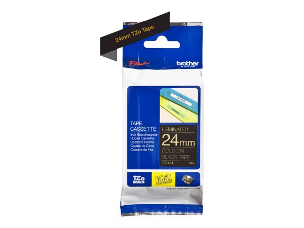 Brother TZe-R354 - Seidig - gold auf schwarz - Rolle 2.4 cm x 4 m - Originale - Nastro