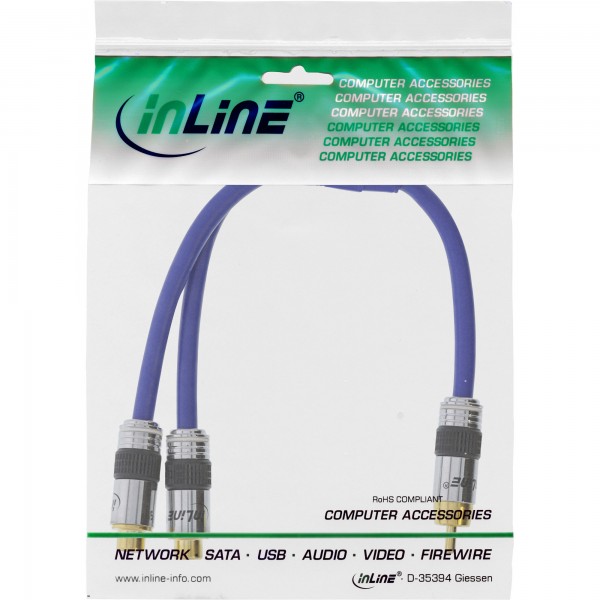 InLine Cavo Y RCA PREMIUM - 1x maschio a 2x femmina - blu - 0,25 m