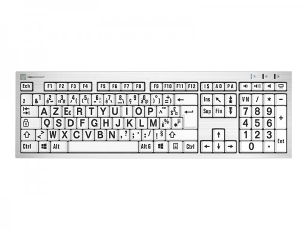 Logickeyboard LargePrint Tastatur USB AŽERTY Französisch Weiß LKB-LPRNTBW-AJPU-FR - Tastiera - AZERT
