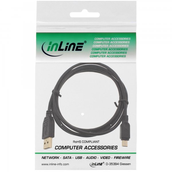 InLine Cavo USB 2.0 Mini - Am/ Mini Bm(5pol.) - dorato - nero - 0,5m