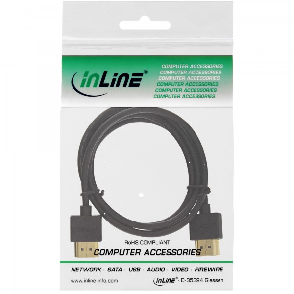 InLine Cavo HDMI 2.0 - Super Slim A/A - Ethernet, - 4K2K - 0,5m - Premium