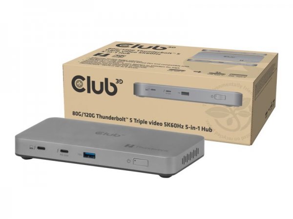 Club 3D Dockingstation - 5-1 Thunderbolt 5 Hub Triple Video 5K60Hz Share - Cavo