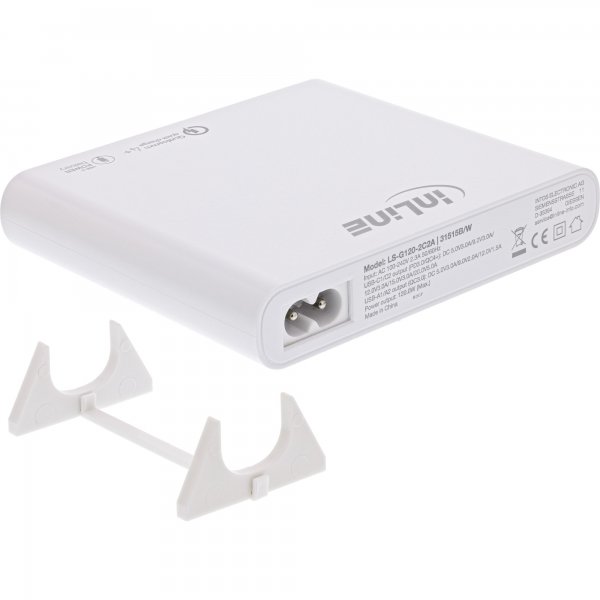 InLine Alimentatore USB - GaN - 4 porte - 2x USB-C + 2x USB-A - 120W - bianco