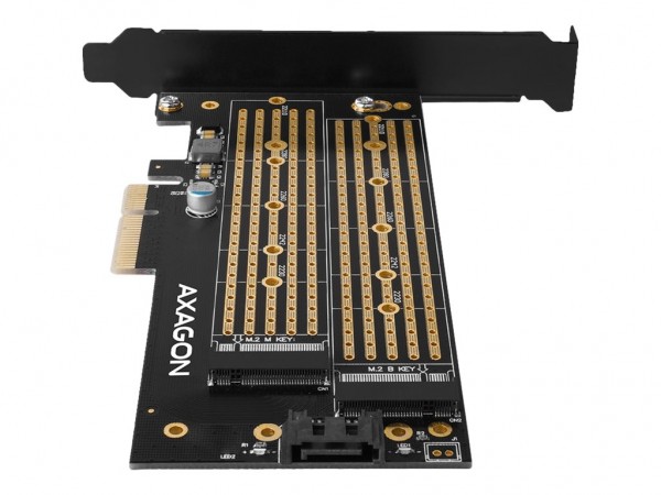 AXAGON PCEM2-D - PCIe - M.2 - SATA - Piena altezza/Basso profilo - PCIe 4.0 - Nero - Oro - PC