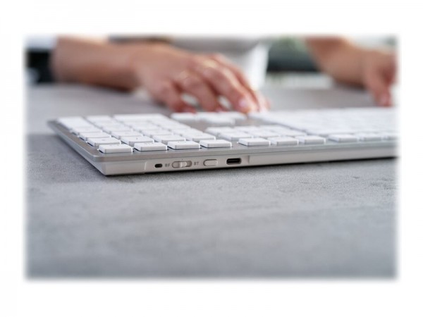 Cherry KW 9100 SLIM FOR MAC - Con cavo e senza cavo - USB + Bluetooth - QWERTY - Argento