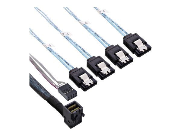 InLine Cavo Mini SAS - SFF-8643 a 4x SATA + Sideband - 1m - connettore 90°