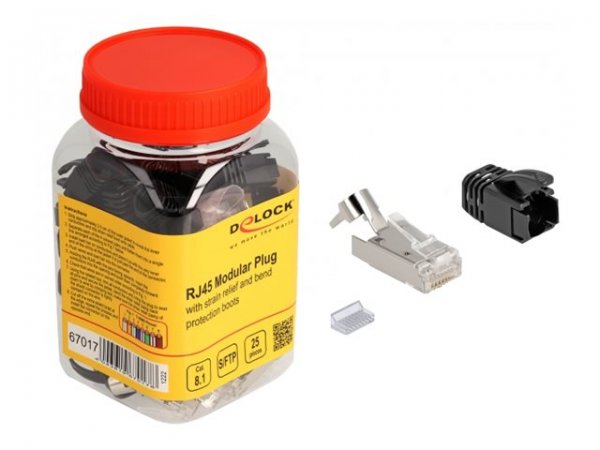 Delock Netzwerkanschluss - RJ-45 M - S/FTP - Cat 8.1 - ohne Haken Packung mit - Cavo/adattatore - Re