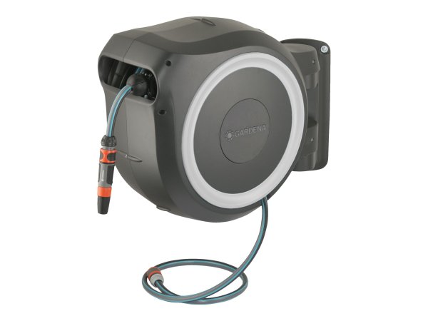 Gardena RollUp L - Rocchetto montato a muro - Automatico - Funzionale - Nero - Blu - Grigio - Montab