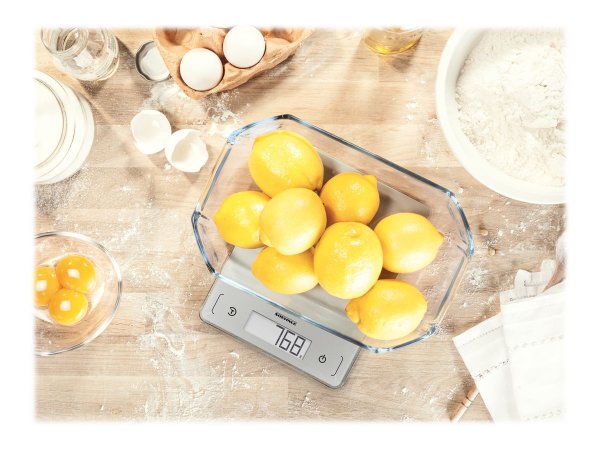 Soehnle Page Comfort 300 Slim - Bilancia da cucina elettronica - 10 kg - 1 g - Argento - Superficie