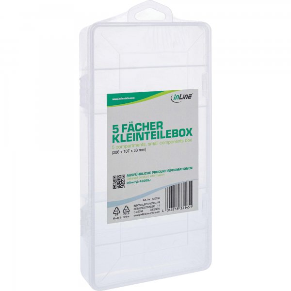 InLine Scatola per minuteria - 5 scomparti - dimensioni: 206x107x33 mm