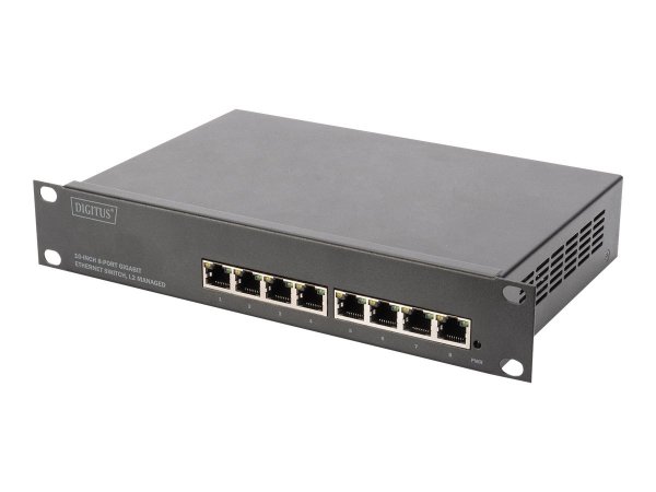 DIGITUS Switch Gigabit Ethernet PoE+ da 8 porte a 10 pollici - gestito L2+ - Gestito - L2+ - Gigabit