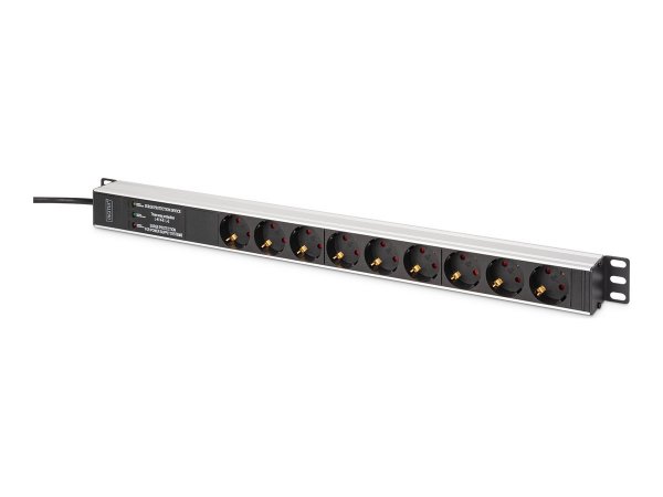 DIGITUS Steckdosenleiste 9-fach 19" Alu. 2m schwarz - Rackmount