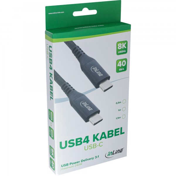 InLine Cavo USB4 - USB-C maschio/maschio - 8K60Hz - nero - 1,5m